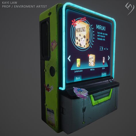 Cyber Punk Vending Machine, Kayi Law on ArtStation at https://www.artstation.com/artwork/w8X63Y Cyberpunk Vending Machine, Cyberpunk Room, Idle Game, Sci Fi Props, Fantasy Tattoos, Props Art, Claw Machine, Ghost Story, Disney Fun Facts