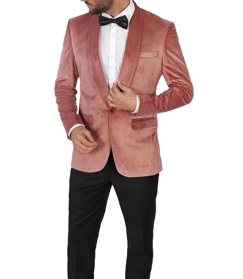 Men's Shawl Lapel Rose Pink Velvet Tuxedo Jacket
This rose pink velvet tuxedo jacket for men features a stylish shawl lapel, ideal for those looking to add an extra touch of elegance to their formal attire. Made with high-quality velvet, this jacket offers a comfortable fit and a luxurious appearance that gives a unique look.  It also features 2 spacious jetted pockets, 1 chest pocket, and side vents for free movement. Pink Winter Suits For Formal Occasions, Winter Pink Formal Blazer, Pink Formal Winter Blazer, Pink Winter Formal Suit, Pink Winter Formal Blazer, Velvet Jacket Men, Mens Grey Suit, Velvet Blazer Outfit, Velvet Tuxedo Jacket