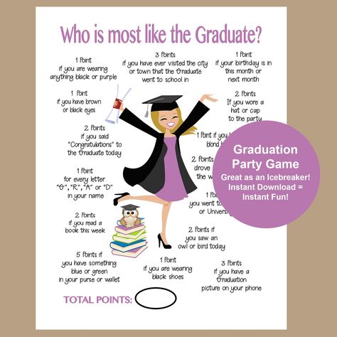 Graduation Party Game Printable, 2023 Graduation Games, Graduation Party Game, High School Graduation, College Graduation, Instant Download Graduation Party Activities, Graduation Party Checklist, Graduation Candy Buffet, Graduation Games, Graduation Party Games, Senior Graduation Party, Graduation College, Graduation Party Planning, College Graduation Parties