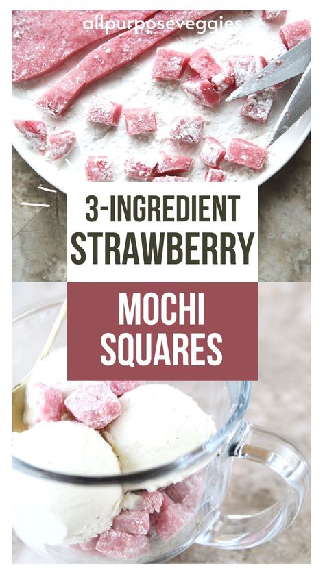 Mochi Easy Recipe, Flavored Mochi Recipe, Plain Mochi Recipe, Mochiko Flour Recipes, Mochiko Recipes, Strawberry Mochi Recipe, Easy Mochi, Hawaiian Dessert Recipes, Strawberry Mochi