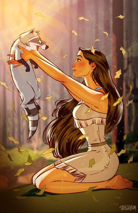 Meeko Pocahontas, Ross Tran, Fan Art Disney, Lindo Disney, Disney Mignon, Princesas Disney Anime, Foto Disney, Personaje Fantasy, Disney Cuties