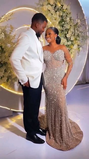 Nigerian Reception Dress For Brides, Wedding Reception Gowns For Bride, Nigerian Wedding Reception Dress, Nigerian Wedding Reception, Bride Reception Outfit, Reception Gown For Bride, White Reception Dress, Bride Reception Dress, Wedding Reception Gowns