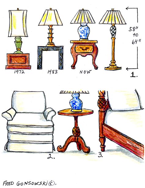 The right height for lamps and end tables Decorating 101, Interior Decorating Tips, Nate Berkus, Room Lamp, Diy Desk, Interior Design Tips, My New Room, Household Hacks, Decorating Tips