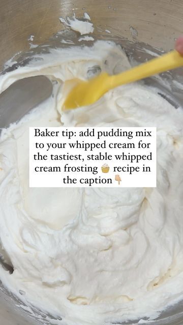 Pudding Mix Cake Filling, Whipped Cream Frosting For Cupcakes, Pudding Mix Frosting, Pudding Frosting Recipe, Stable Whipped Cream Frosting, Heavy Cream Frosting, Pudding Icing, Lite Snacks, Stable Whipped Cream