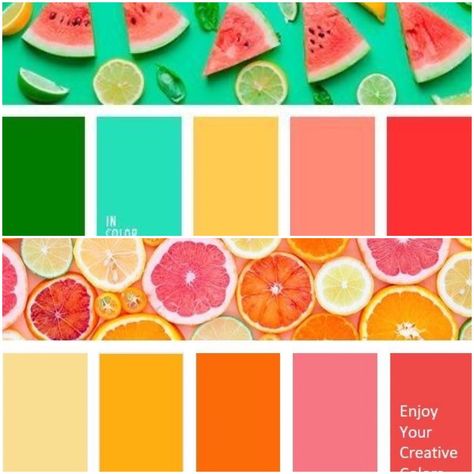 Lemon Color Palette Colour Schemes, Fruit Color Pallete, Tropical Fruit Color Palette, Vibrant Tropical Color Palette, Fruity Color Palette, Nutrition Color Palette, Watermelon Color Palette, Tropical Colour Palette, Lemonade Color Palette