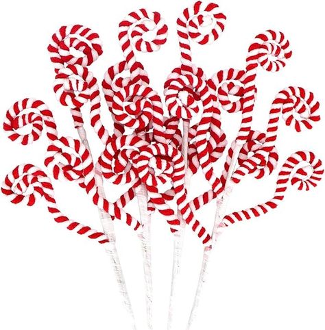 Amazon.com: 4 Pcs Red White Christmas Candy Cane Picks Curly Sprays Ornaments Cotton Peppermint Swirled Branches for Xmas Tree Topper Stems Decorations Vase Filler DIY Craft Wreath Garland Home Holiday Decor : Home & Kitchen Red White And Blue Christmas Tree, Red White Christmas Tree, Vase Fillers Diy, Tree Fillers, Xmas Tree Toppers, Christmas Tree Picks, Candy Decor, Candy Christmas Tree, Winter Holiday Party