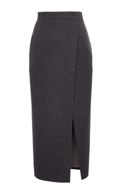 Grey Cashmere Midi Pencil Skirt by Ruban for Preorder on Moda Operandi Grey Midi Skirt, Midi Pencil Skirt, Midi Pencil Skirt Outfit, Business Skirt, Pencil Skirt Work, Capsule Wardrobe Casual, Grey Pencil Skirt, Pretty Skirts, Pencil Skirt Outfits