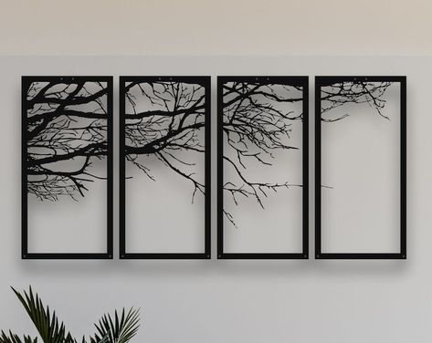 Mountain Wood Wall Art, Cadre Diy, Living Room Wall Decoration, Outdoor Metal Wall Art, Branch Art, Room Wall Decoration, Vertical Wall Art, Large Metal Wall Art, Metal Tree Wall Art