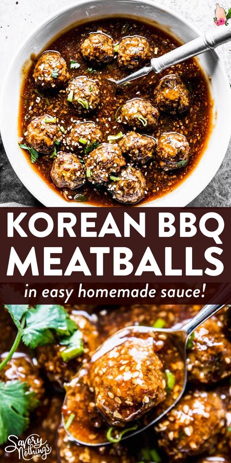 Korean Barbecue Style Meatballs, Korean Barbeque Meatballs, Korean Pork Meatballs, Beef Meat Ball Recipes, Korean Meatball Sauce, Japanese Bbq Meatballs, North Korean Food Recipes, Ground Sirloin Meatballs, Dinner Recipes For Family Asian