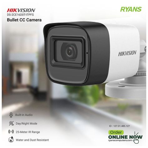 Hikvision DS-2CE16D0T-ITPFS Bullet CC Camera ✅ 2 MP camera with coaxial audio ✅ Enhancing safety with the discreet and economical built-in microphone ✅ Transmits audio over the coaxial cable ✅ EXIR 2.0: advanced infrared technology with 25 m IR distance ✅ Water and dust resistant (IP67 ✅ 1-Year Warranty 🛡 View Details: https://ryans.id/hikvision-ds-2ce16d0t Price Tk 2,000 (check website for latest price) Visit Our Website to Buy Online: 🛒 www.ryanscomputers.com ☎ 24/7 Support +8809604442121 Cc Tv Camera, Iot Security, Cc Camera, Luxury Bag Brands, Ideal Partner, Coaxial Cable, Restaurant Menu Design, Perfume Design, Creative Poster Design