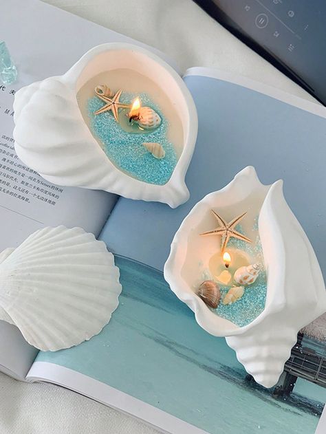 1pc European Shell Shaped Scented Candle, Home Decor Accent Multicolor    Wax     Home Decor, size features are:Bust: ,Length: ,Sleeve Length: Cute Beach Room Decor, Ocean Themed Decor, Percy Jackson Decor, Objet Aesthetic, Mermaidcore Decor, Seashell Table Decor, Beach Themed Room Decor, Mermaid Themed Bedroom, Special Candles