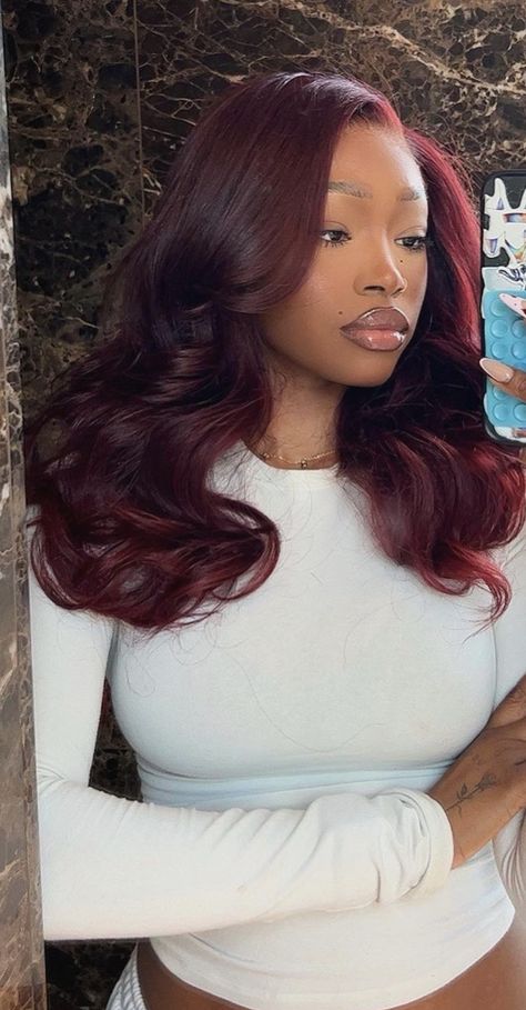 Burgundy Hair Color Ideas, Burgundy Hair Color, Inspiring Hairstyles, Girl Hair Colors, Red Hair Inspo, Wine Hair, Hair Color Burgundy, Ginger Hair Color, Pretty Hair Color