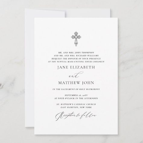 Jane Simple Catholic Wedding Invitation with RSVP Catholic Wedding Invitation Wording, Catholic Wedding Invitations, Catholic Wedding Traditions, Christian Wedding Invitations, Romantic Minimalist, Handwritten Calligraphy, Catholic Wedding, Calligraphy Wedding Invitation, Christian Wedding