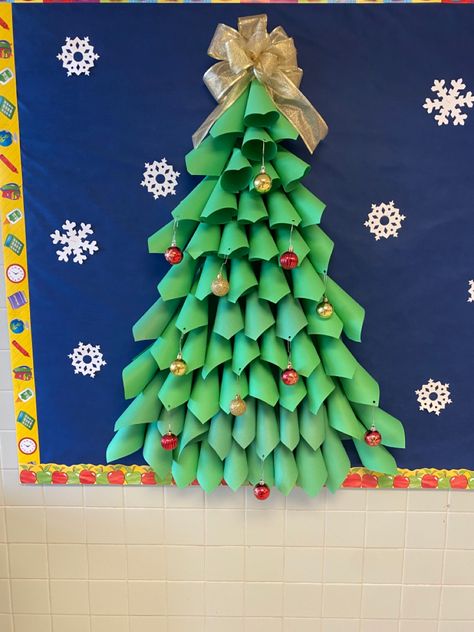 Christmas Trees For Bulletin Boards, Christmas Tree Out Of Construction Paper, 3d Christmas Bulletin Boards, Christmas Tree Board Ideas, Christmas Tree For Bulletin Board, 3d Christmas Tree Bulletin Board, Christmas Bulliten Board Ideas, Christmas Tree Bulletin Board Ideas, Christmas Tree Bulletin Board