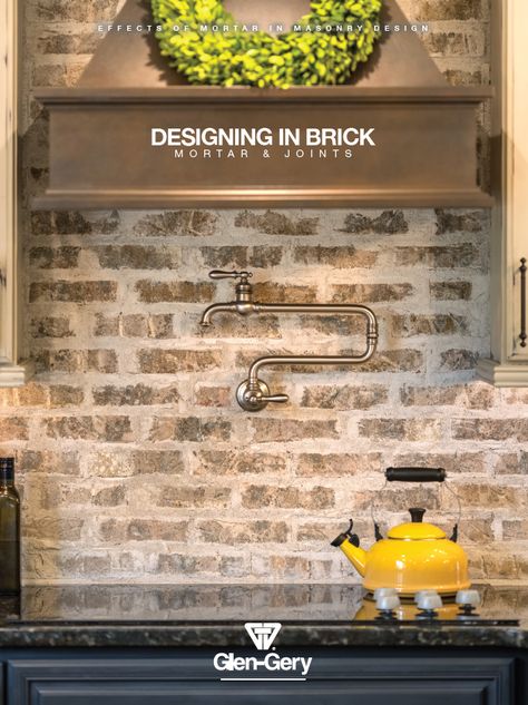 Mortar is often used in masonry design not just for a practical purpose, but also as a design element. Mortar is placed between bricks or stones when building to bind them together. In addition to being the glue that holds together building materials, mortar can completely change the look and feel of a masonry design project. #glengery #brickworks #design #architects #buildwithbrick #architecture #mortar #mortartechniques #architectural #brickdesign Brick Mortar Joints, Brick Mortar Styles, Messy Mortar Brick Exterior, Brick Inspiration, Masonry Design, Types Of Bricks, Brick Works, Architecture Design Process, Brick Backsplash