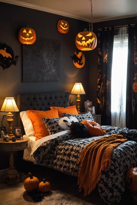 Fall Furniture , Autumn Cozy Fall ,Decor Easy Fall ,
Decor Neutral Fall ,Decor Fall ,Decor Inspiration ,Fall Decor Ideas Haunted Bedroom, Halloween Themed Bedroom, Spider Web Decor, Spooky Bedroom, Autumn Bedroom Decor, Autumn Bedroom, Simple Halloween Decor, Fall Apartment Decor, Halloween Curtains