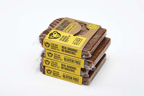 Banana Bread Slice Packaging, Banana Bread Moist, Cake Banana Bread, Gluten Bread, Bread Brands, Cake Banana, Bread Packaging, Food Inspired, Dessert Packaging