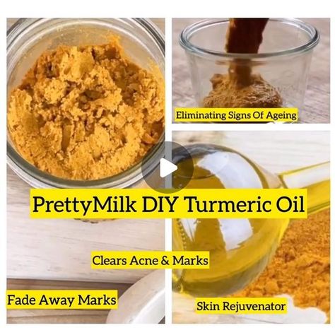 The PrettyMilk Company on Instagram: "DIY TURMERIC OIL ✨

Learn how to use turmeric to treat a variety of skin issues including acne, dark spots, and even psoriasis. Try This Simple  DIY Organic Turmeric Oil For Head-To-Toe Goodness!

Ingredients -

5-6 Organic turmeric root
1 Cup of Organic Sunflower Oil
1 Cup Of Organic Grapeseed Oil 
Or Your Choice Of Any PrettyMilk Oil👆🏽
ThePrettyMilkCompany.com
Click Link🔗 In Bio!

Instructions:

1.  In a blender add turmeric, blend until you create a thick paste. Place turmeric paste, and selected oils in a small saucepan. Simmer over a medium heat for about 5 minutes or until the turmeric have softened.
2. Remove from the heat and cool to room temperature.
3. Strain the oil to remove the turmeric solids (keep these to use at a later time) Store t Turmeric Paste, Turmeric Oil, Acne Dark Spots, Black Skin Care, Turmeric Benefits, Organic Turmeric, Turmeric Root, Clear Acne, Skin Food