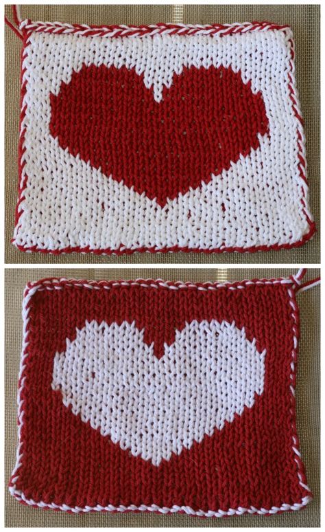 Knit Heart Sweater Pattern, Double Sided Knitting Patterns Free, Double Knitting Patterns Free, Bench Cushion Ideas, Double Sided Knitting, Heart Knitting Pattern, Heart Blanket Pattern, Knitted Heart Pattern, Free Knit Pattern