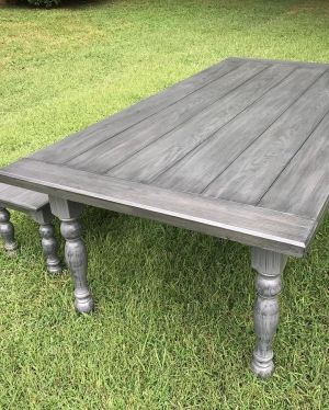 Dining Table Refurbish, Table Refurbish Ideas, Dining Table Refurbish Ideas, Gray Farmhouse Table, Grey Farmhouse Table, Grey Kitchen Table, Refurbish Ideas, Painted Kitchen Tables, Grey Stained Wood