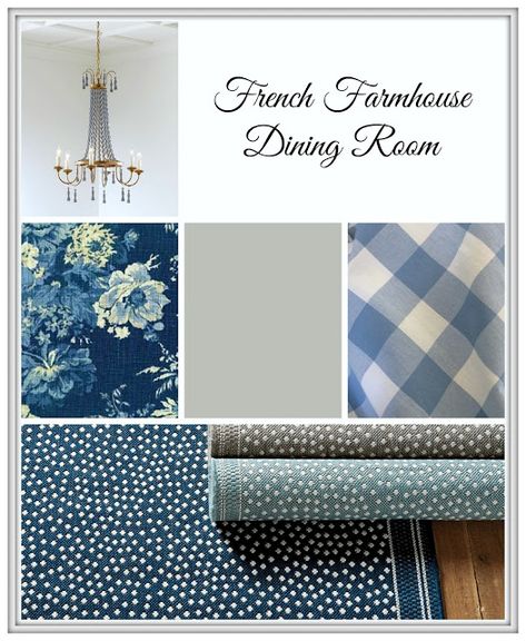 Country Farmhouse Dining Room, Country French Dining Room, French Farmhouse Dining Room, Dining Room Color Palette, Pottery Barn Chandelier, French Farmhouse Cottage, Barn Chandelier, Cottage Style Dining Room, Blue And White Dining Room