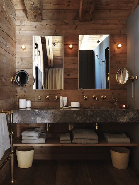 Mountain Bathroom Ideas, Isle Crawford, Studio Ilse, Chalet Bathroom, Nordic Cabin, Tahoe Cabin, Ilse Crawford, Mountain Interiors, Cabin Bathrooms