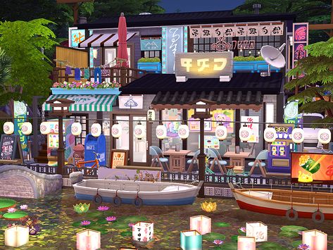 Sims 4 Bubble Tea, Sims 4 Bubble Tea Shop, Sims 4 Karaoke Bar, Sims 4 Bar, Bubble Tea Bar, Rainbow Kindergarten, Sims Aesthetic, Ts4 Builds, Karaoke Bar