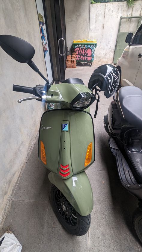 Vespa sprint s 2023 green tenace Vespa Sprint, Vespa Scooters, Motor Scooters, Khaki Green, Scooters, Faith Quotes, Vision Board, Quotes, Green