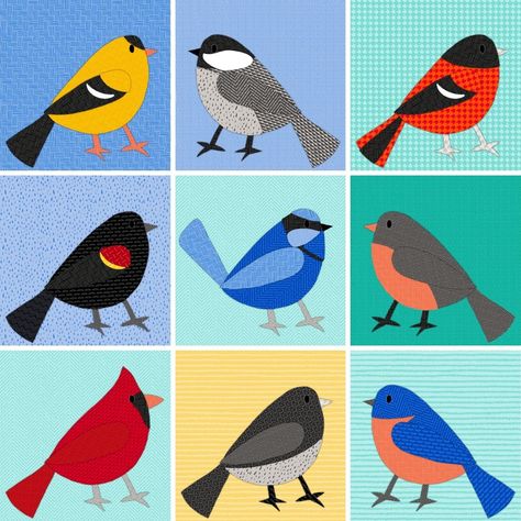 backyard birds applique pattern design process Vogel Quilt, Birds Quilt, Bird Quilt Blocks, Bird Template, Applique Art, Bird Applique, Applique Quilt Patterns, Bird Quilt, Animal Quilts