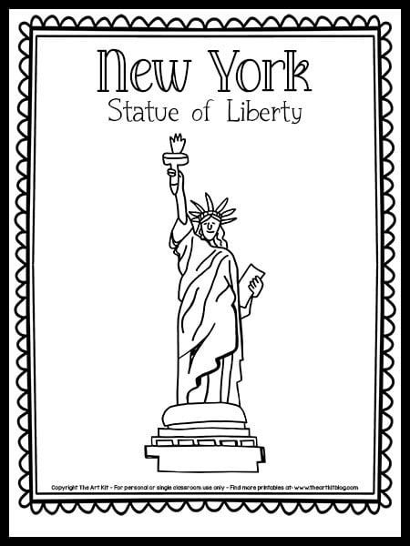 New York Statue Of Liberty, New York Statue, The 50 States, Fun Printables, 50 States, Art Kit, New York State, Free Coloring Pages, Story Time