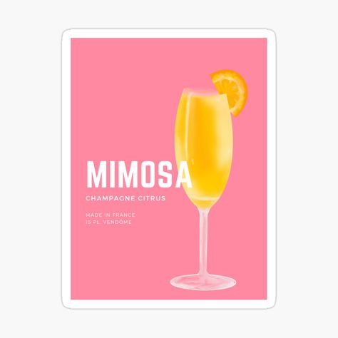 Mimosa inspired graphic design Mimosa Champagne, Mimosa, Print Stickers, Bar Cart, Sticker Design, Wine Glass, Sell Your Art, Vinyl Sticker, Champagne