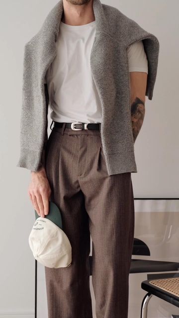 2023 Male Fashion, Autumn Outfits Men Street Styles, Over Size T Shirt Outfit Men, Men’s Old Money Aesthetic, Men’s Business Outfits, Men's Autumn Outfits, Smart Casual Outfit Men, Men Belt Outfit, Tim Dessaint