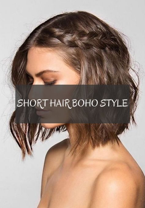 Boho Hair Styles For Short Hair, Short Hair Bohemian Style, Boho Hairstyles For Shoulder Length Hair, Hippy Short Hairstyles, Boho Chic Hairstyles Short, Bohemian Short Hairstyles, Hippy Short Hair, Medium Boho Hairstyles, Bohemian Hairstyles Short