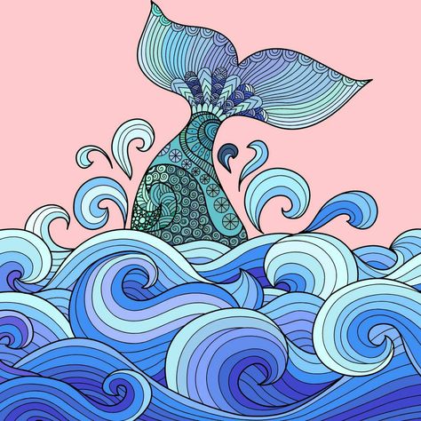 Wave Mandala, Ocean Wave Wall Art, Ocean Wave, Ocean Waves, Mandala Art, Dolphins, Color Me, Minnie Mouse, Coloring Books