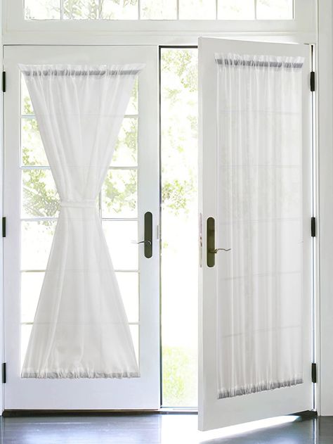 White    Polyester   Embellished   Home Decor Door Panel Curtains, Single Panel Curtain, Plain Curtains, Rustic Romance, Stylish Curtains, Modern Curtains, Plain Color, Balcony Ideas, Trendy Home