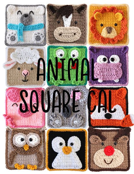 Granny Square Animal Blanket, Crochet Applique Patterns Free Animal Granny Squares, Crochet Grogu, Free Granny Square Crochet Pattern, Crochet Blanket Animals, Reindeer Crochet, Cal Crochet, Crochet Cal, Square Crochet Blanket