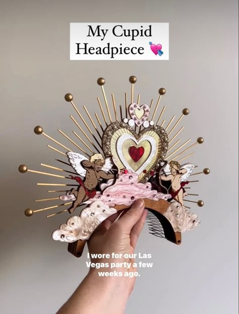 Diy Head Piece Costume, Cupid Headpiece, Valentines Crown, Mardi Gras Headpiece, Costume Headpieces, Diy Headpiece, Diy Headdress, Halloween Costumes 2022, Festival Headpiece