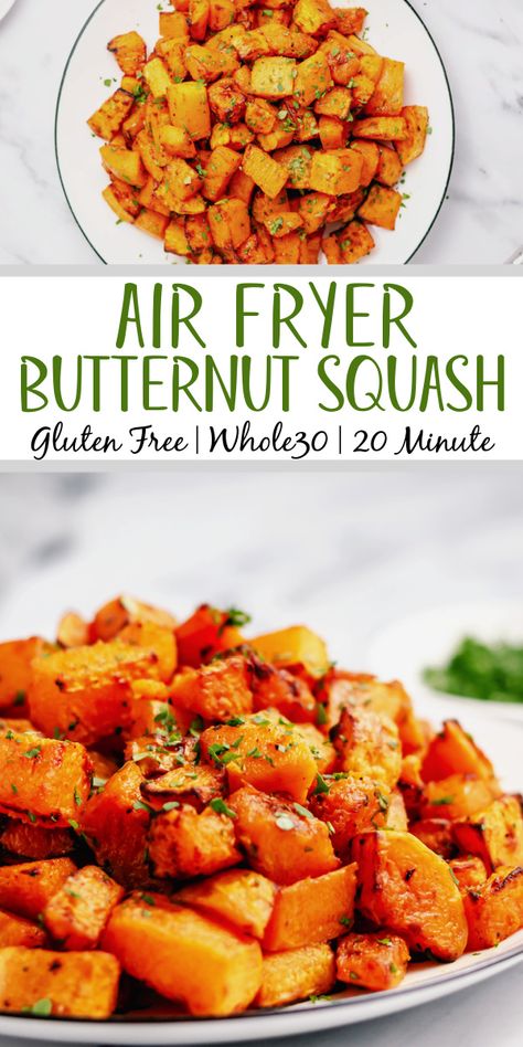 Butternut Squash Recipes Healthy, Butternut Squash Side Dish, Air Fryer Butternut Squash, Healthy Squash Recipes, Braised Chicken Recipes, Butternut Squash Recipe, Healthy Butternut Squash, Air Fryer Recipe, Squash Recipe