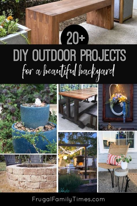 A fabulous collection of DIY backyard projects! This post is all about cool outdoor DIY home projects - backyard ideas that you can do yourself. We've compiled a collection of ideas to inspire you - from DIY garden decor to yard games to DIY outdoor furniture. Diy Outdoor Patio Furniture Ideas, Diy Decking Ideas, Inexpensive Backyard Ideas Diy, Yard Decor Diy Outdoor Projects, Backyard Must Haves, Diy Outdoor Pallet Projects, Cheap Diy Backyard Ideas, Diy Yard Furniture, Diy Backyard Furniture