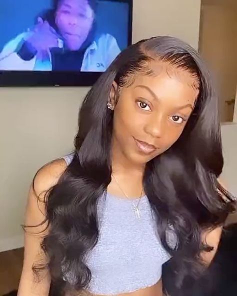 BombTress Virgin Hair on Instagram: “In love with this body wave hairstyle #repost from beautiful @mikariajanae😍😍 Get gorgeous body wave with frontal and light up your summer💃💃…” Hair Colora, Frontal Wig Hairstyles, Human Hair Lace Front Wigs, Hair Lace Front Wigs, Hair Bob, Body Wave Hair, Front Lace Wigs Human Hair, Frontal Wig, Hair Life