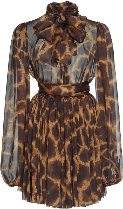 Animal Print Mini Dress, Long Sleeve Chiffon Dress, Chiffon Mini Dress, Animal Print Fashion, Classy Dress Outfits, Silk Mini Dress, Mode Inspo, Animal Print Dresses, Classy Dress