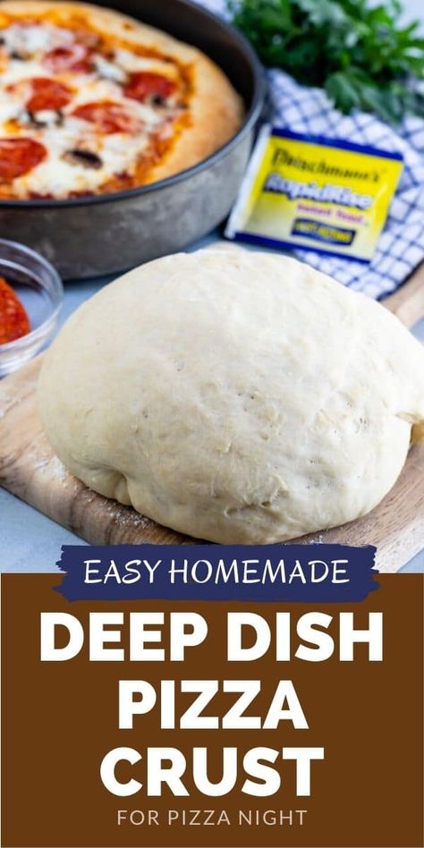 Deep Dish Pizza Dough Recipe, Deep Dish Pizza Crust Recipe, Homemade Deep Dish Pizza, Deep Dish Pizza Crust, Deep Dish Pizza Dough, Best Pizza Dough Recipe, Thick Crust Pizza, Deep Dish Pizza Recipe, Homemade Crust