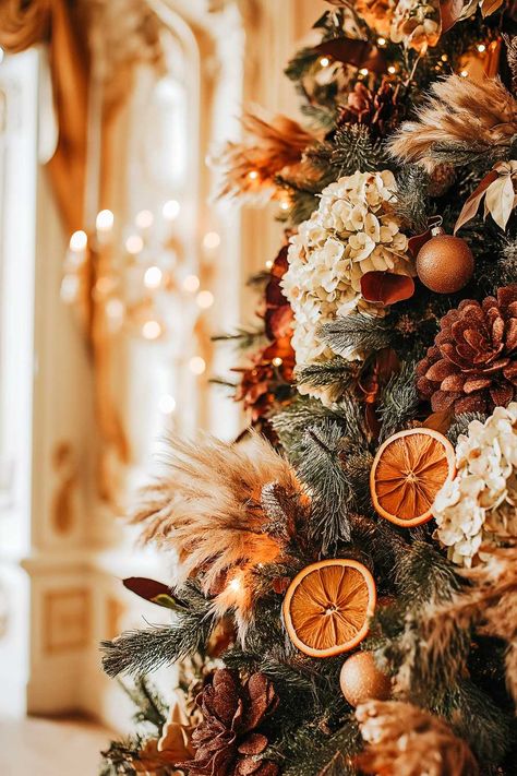 25+ Christmas Tree Ideas Orange Slices Yellow House Christmas Decor, Dried Orange Pumpkin, Burnt Orange And Gold Christmas Tree, Lemon Christmas Decor, Orange Themed Christmas Tree, Orange Gold Christmas Tree, Amber Christmas Tree Decor, Dried Hydrangeas In Christmas Tree, Christmas Tree With Fruit Decorations