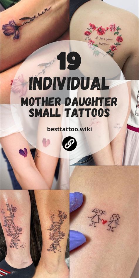 Cherish the Bond: 24 Unique Small Mother Daughter Tattoo Designs - Symbolize Your Unbreakable Connection Mother Daughter Flower Tattoos, Mother Daighter, Small Tattoos Mother Daughter, Mother Daughter Tattoos Small Unique, Small Mother Daughter Tattoos, Mother And Daughter Tatoos, Mother Daughter Tat, Mom Son Tattoo, Mother Daughter Granddaughter