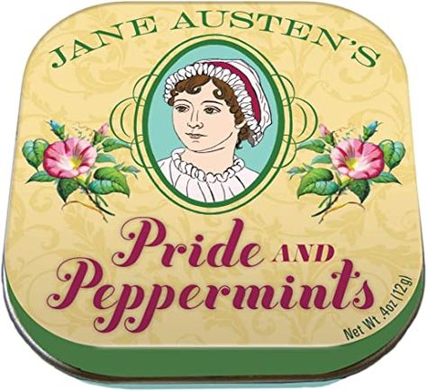 Amazon.com: The Unemployed Philosophers Guild Pride and Peppermints Breath Mints - Jane Austen Sugar Free Candy - 1 Small Novelty Tin 1.75 x 1.75 - for Party Favors Gift Bags Stocking Stuffers Etc. : Grocery & Gourmet Food Jane Austen Party, Breath Mints, Jane Austen Gifts, Sugar Free Candy, Mint Tins, All The Small Things, Clever Gift, Mint Candy, Free Candy