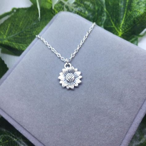 Sunflower Necklace Silver, Elephant Anklet, Silver Ankle Bracelet, Moon Necklace Silver, Silver Flower Necklace, Sunflower Pendant, Sunflower Necklace, Sterling Silver Anklet, Necklace Flower