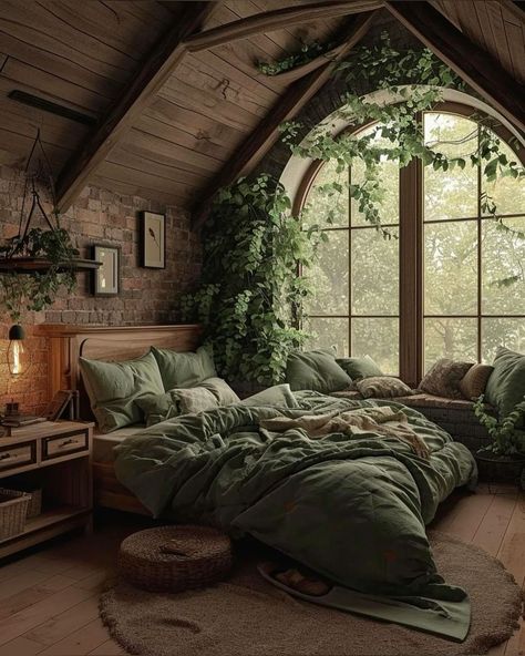 Forestry Room Aesthetic, Woodsy Room Aesthetic, Whimsical Cottage Interior, Woodsy Bedroom Ideas, Fairy Aesthetic Bedroom, Goblin Core Bedroom, Whimsical Bedroom Adult, Cottagecore House Interior, Woodsy Bedroom