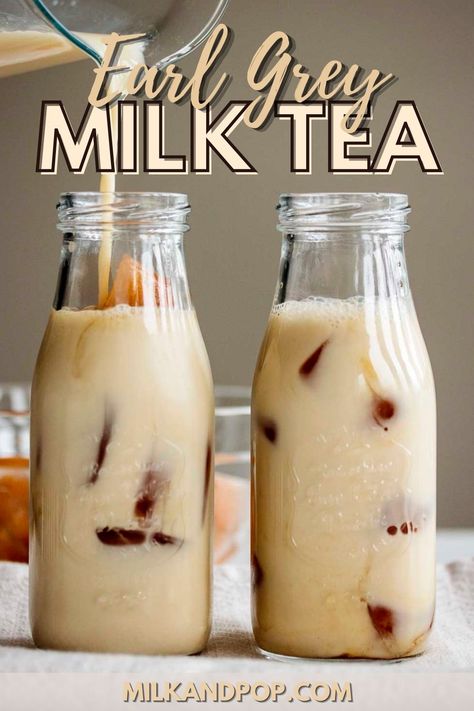 Earl grey milk tea bottles. Iced Milk Tea, Earl Grey Milk Tea, Iced Milk, Cold Brew Tea, Tea Latte Recipe, Milk Tea Recipes, Tea Drink Recipes, Brown Sugar Syrup, Brew Tea