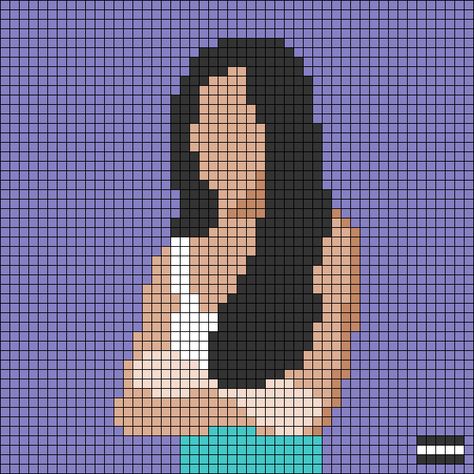 Alpha pattern #91756 | BraceletBook Sour Olivia Rodrigo Crochet, Tv Girl Crochet Grid, Olivia Rodrigo Crochet Tapestry, Perler Bead Patterns Music, Olivia Rodrigo Crochet Ideas, Olivia Rodrigo Alpha Pattern, Olivia Rodrigo Perler Beads, Album Cover Pixel Art Grid, Pixel Album Cover