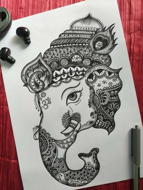 Mandala Book, Ganesha Drawing, Doddle Art, Easy Mandala Drawing, Boho Art Drawings, Mandala Art Therapy, Pen Art Drawings, New Drawing, Simple Mandala